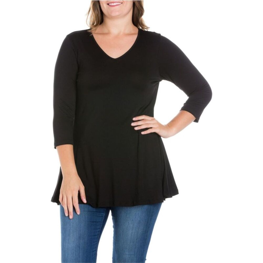24seven Womens Plus Size V-Neck Tunic Blouse, NWT